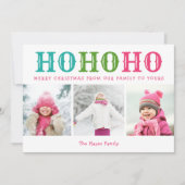 ホホホホ | 3フォトコラージュ編集可能カラーフラット シーズンカード (正面)