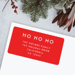 ホホホホ | Red Christmas Minimalist差出人住所 ラベル<br><div class="desc">ホーシンプルホースタイリッシュホの差出人住所ラベルは明るい赤と白のミニマルタイポグラフィでモダン、簡単に自分の挨拶、家族の名前とアドレスと一致する私たちのホリデーカードの範囲とペアリングすることができます！</div>