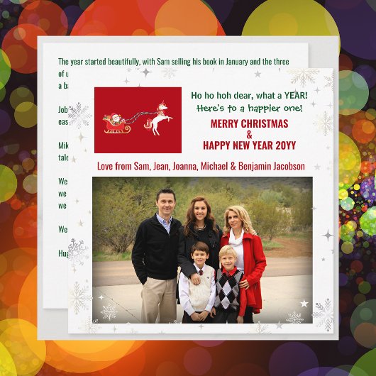 ホホホホSanta Unicorn親愛おもしろいフォトレター シーズンカード