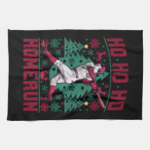 ホホホメランベースボール醜いクリスマスセーター キッチンタオル (横)