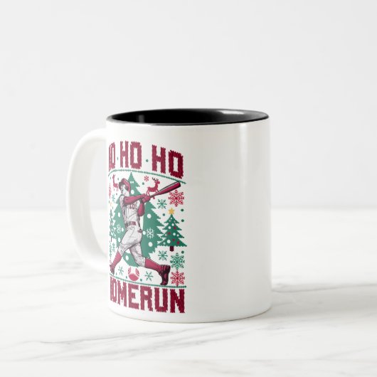 ホホホメランベースボール醜いクリスマスセーター ツートーンマグカップ (正面左)