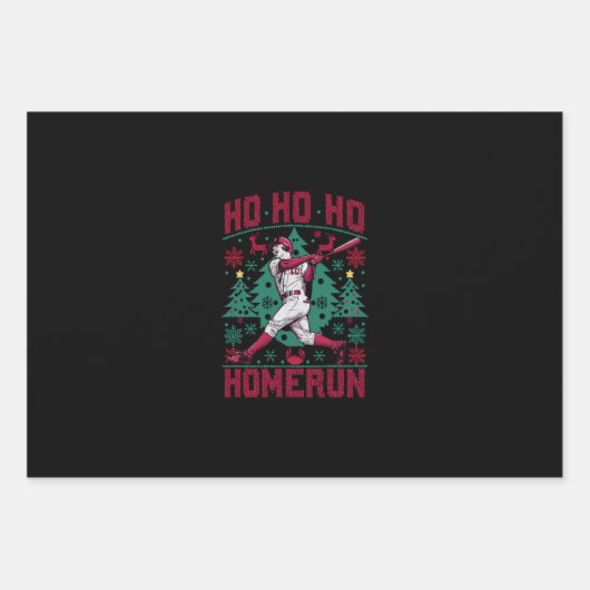ホホホメランベースボール醜いクリスマスセーター ラッピングペーパーシート (正面)