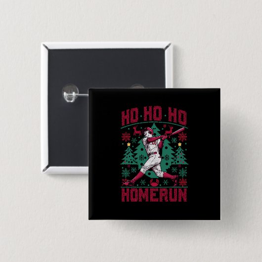 ホホホメランベースボール醜いクリスマスセーター 缶バッジ (正面&裏面)