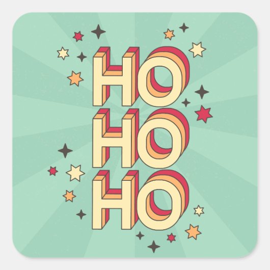 ホホホーのクリスマスの季節の文字と星 スクエアシール (正面)