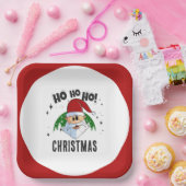 ホホホーホクリスマスサンおもしろいタ顔 ペーパープレート (パーティー)