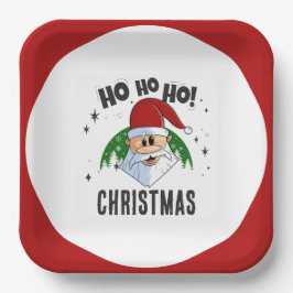 ホホホーホクリスマスサンおもしろいタ顔 ペーパープレート