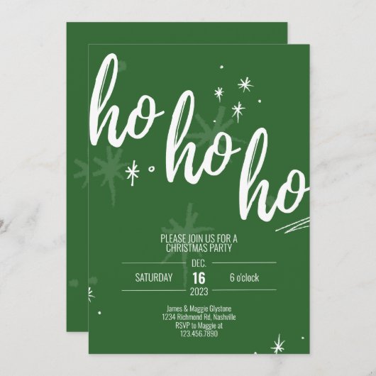 ホホホーホクリスマスパーティの招待状グモダンリーン 招待状 (正面/裏面)