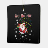 ホホホーホクリスマスライトサンタおもしろいクリスマス セラミックオーナメント (左)
