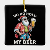 ホホホー私のクマのサンタサングラスクリスマスを保持 セラミックオーナメント (正面)