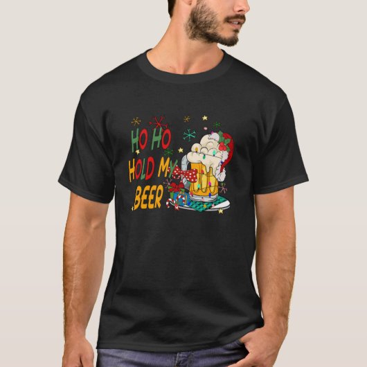 ホホホー私のビールサンタクロースを保持メリークリスマス202 Tシャツ (正面)