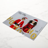 ホホホ写真カスタムハッピーホリデーズクリスマス 箔シーズンカード (回転した状態)