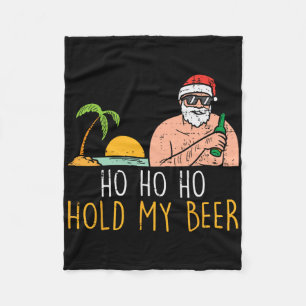 ホホホ私のビールをホールドサンタサマー・クリスマスインジュライ フリースブランケット
