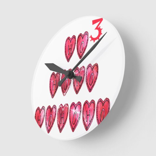 ホホホ!サンタカッコいいハート文字クリスマスラブデシ ラウンド壁時計 (傾斜)