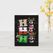 ホホホ シュナウザー 犬 サンタ エルフ 帽子 トナカイ クリスマス カード (黄色い花)