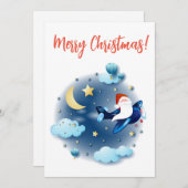 ホホホ！飛行機に乗ったサンタ シーズンカード (正面/裏面)