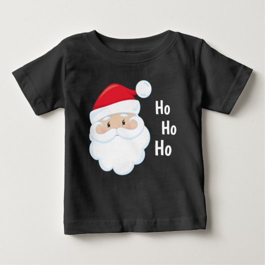 ホホーホサンタ顔クリスマスホリデイズレッドホワイト ベビーTシャツ (正面)