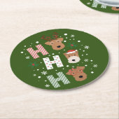 ホホーホーホーウェルシュテリアメリークリスマス ラウンドペーパーコースター (アングル)