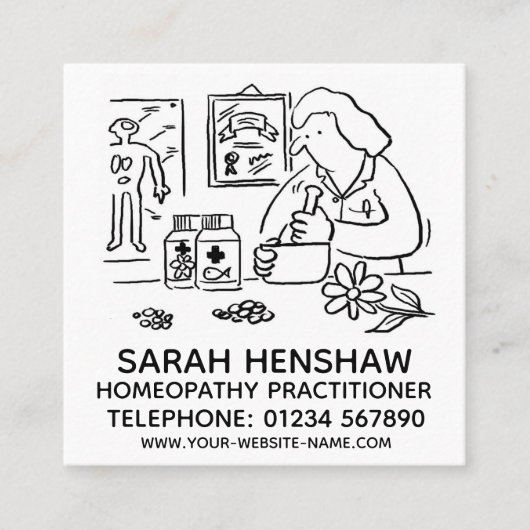 ホメオパシー性同毒開業医 スクエア名刺 (正面)
