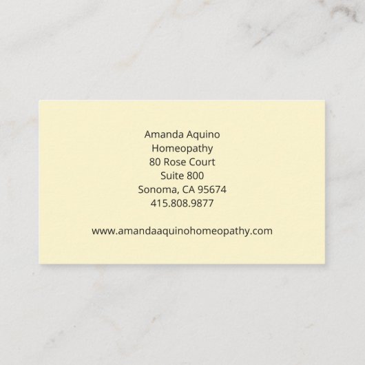 ホメオパシーHennaハンズヘルスケア 名刺 (裏面)