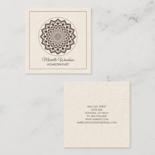 ホメオパスマンダラ対称性 |白 スクエア名刺 (正面/裏面)
