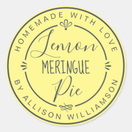 ホメ素朴メモダンメイドレモンメレンゲパイイエロー ラウンドシール