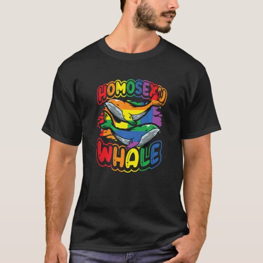 ホモセクシュホエールレインボークジラLGBT 1 Tシャツ (正面)