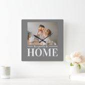 ホモダントグレー家庭の引用文 スクエア壁時計 (ホーム)