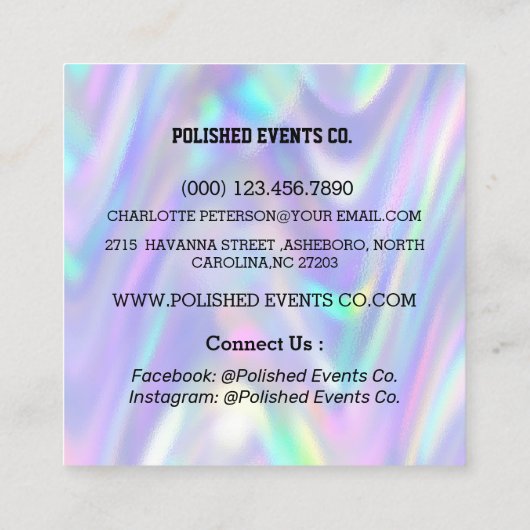 ホモダンログラフィカラフルック スクエア名刺 (裏面)