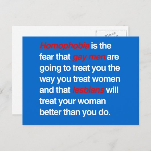 ホモフォビアは、ゲイの男性があなたを扱う恐れである ポストカード (正面/裏面)