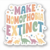 ホモフォビアを絶滅させよう 恐竜 プライド LGBTQ シール (正面)