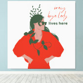 ホヤ熱狂するレディが植物おもしろい趣味で暮らす キャンバスプリント (インサイチュ (ウッドフロア))