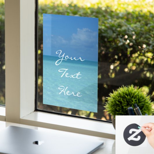 ホライズンカリブのトロピカルターコイズブルー ウィンドウサイン (オフィス)