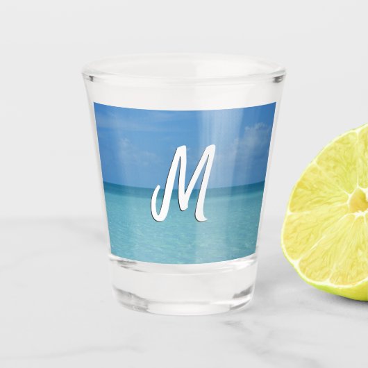 ホライズンカリブのトロピカルターコイズブルー ショットグラス (正面)