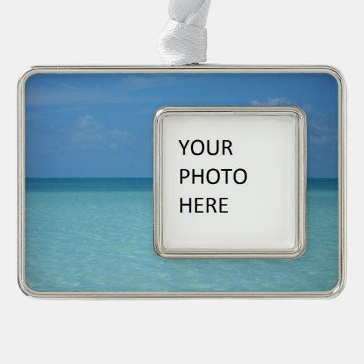 ホライズンカリブのトロピカルターコイズブルー シルバープレートフレームオーナメント (正面)