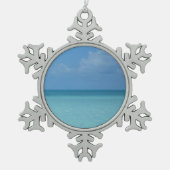 ホライズンカリブのトロピカルターコイズブルー スノーフレークピューターオーナメント (正面)