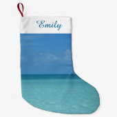 ホライズンカリブのトロピカルターコイズブルー スモールクリスマスストッキング (正面)