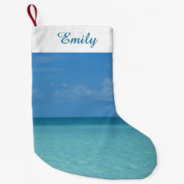 ホライズンカリブのトロピカルターコイズブルー スモールクリスマスストッキング