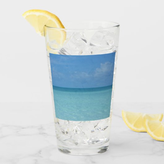ホライズンカリブのトロピカルターコイズブルー タンブラーグラス (アイス正面)