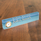 ホライズンカリブのトロピカルターコイズブルー デスクネームプレート (側面)