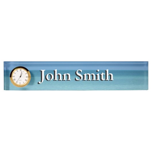 ホライズンカリブのトロピカルターコイズブルー デスクネームプレート (正面)