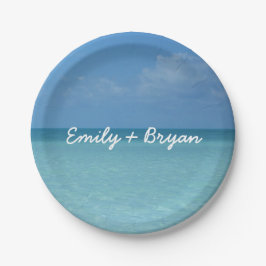 ホライズンカリブのトロピカルターコイズブルー ペーパープレート