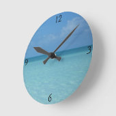 ホライズンカリブのトロピカルターコイズブルー ラウンド壁時計 (傾斜)
