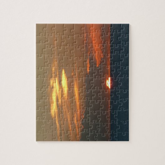 ホライズンサンセットカラフルシースケープ写真 ジグソーパズル (縦)