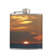 ホライズンサンセットカラフルシースケープ写真 フラスク (正面)