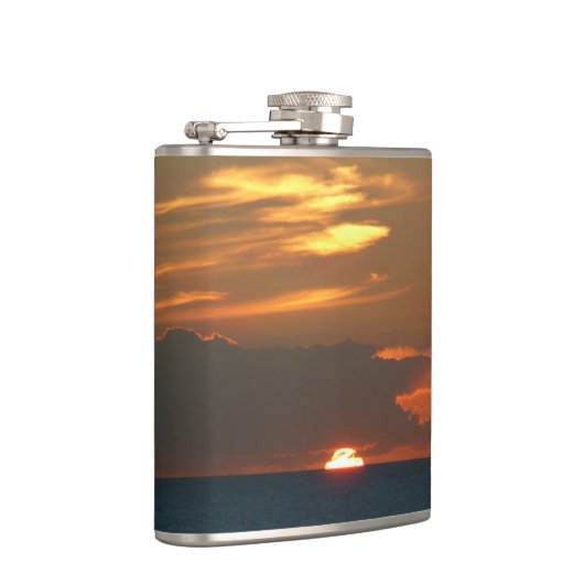 ホライズンサンセットカラフルシースケープ写真 フラスク (右)