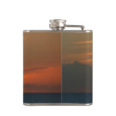 ホライズンサンセットカラフルシースケープ写真 フラスク (裏面)