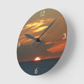 ホライズンサンセットカラフルシースケープ写真 ラウンド壁時計 (傾斜)