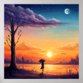 ホライゾンをのぞき込む – イラストレーションスタイルアート ポスター (正面)