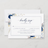 ホライゾンエレガントブルー書道ウェディングRSVPカード サンキューカード (正面)