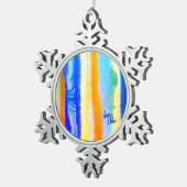 ホライゾンブルーとオレンジの間のSPWW スノーフレークピューターオーナメント (右)